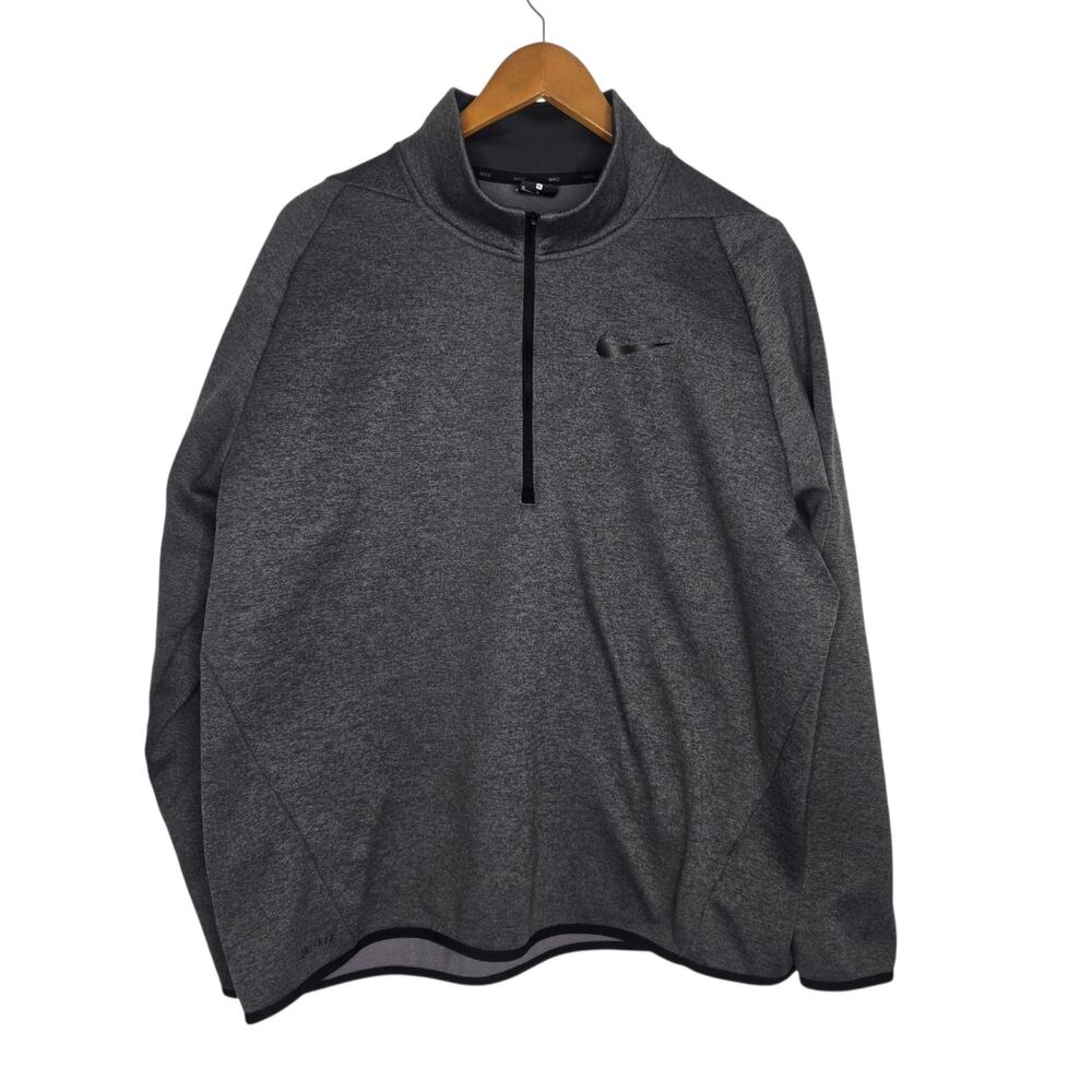 Nike Dri-Fit Mens 1/2 Zip Sweatshirt Gray Basics Fleece Lined Gym Fall XL